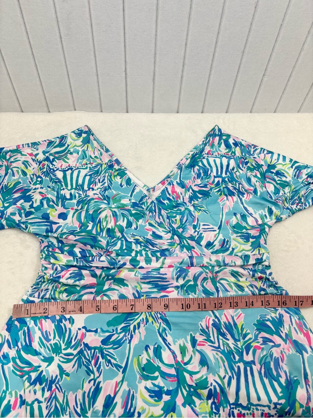 Blue Floral Print Wrap Front V-Neck Dress Romper size M - Picture 8 of 11